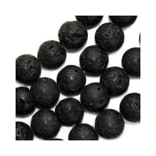 Real Black Lava Round Beads 10mm / 16 Inch Strand