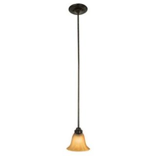 Yosemite Home Decor Florence Collection 1 Light Venetian Bronze Mini Pendant with Marble Sunset Glass Shade 94851 1VB