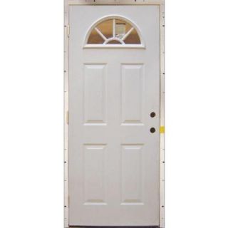 Milliken Millwork 32 in. x 80 in. Fan Lite Replacement Primed White Steel Prehung Front Door 32MP225LH