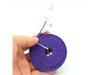 New 1M 3FT Flat Braided Micro USB V8 Charger Cable Noodle Fabric Nylon Data Sync Charging Cord For Samsung LG HTC Blackberry Hot Pink Color