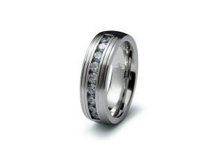 Stainless Steel Grooved CZ Ring