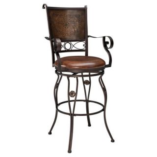 Powell Big & Tall Copper Stamped Back Swivel Bar Stool with Arms