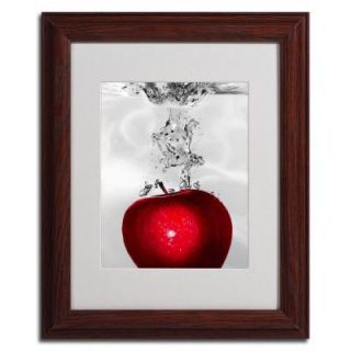Trademark Fine Art 16 in. x 20 in. Red Apple Splash Dark Wooden Framed Matted Art RS012 W1620MF