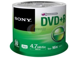 Sony DVD Recordable Media   DVD+R   16x   4.70 GB   50 Pack Spindle