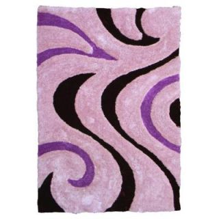 DonnieAnn 3D Shaggy Abstract Wavy Swirl Design Purple 5 ft. x 7 ft. Indoor Area Rug D806PP