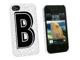 Letter B Initial Sprinkles Black White   Snap On Hard Protective Case for Apple iPhone 4 4S   White