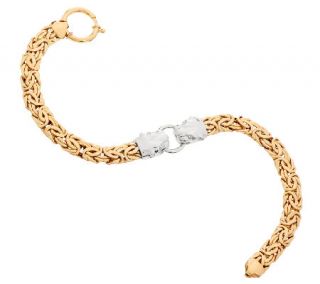 14K Gold 8 Two Tone Panther Head Byzantine Bracelet, 11.0g —