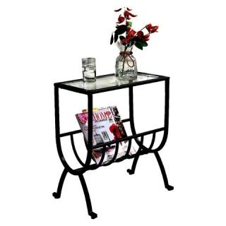 Monarch Metal Magazine Table with Tempered Glass   Brown