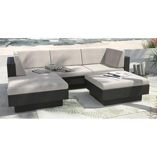 Sonax Park Terrace Textured Black 5 Piece Double Armrest Sectional