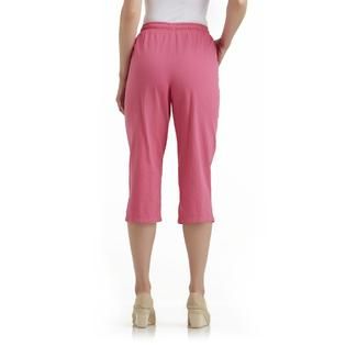 Basic Editions   Womens Cropped Crinkled Pants