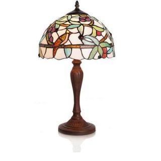 River of Goods Stained Glass Cardinal of the Vines 21'' H Table Lamp with Bowl Shade