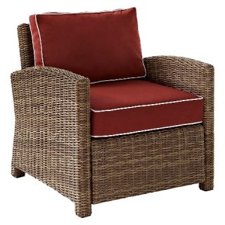 Crosley Bradenton Outdoor Wicker Arm Chair with Sangria Cushions