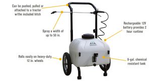 Master Gardener Rechargeable Cart Sprayer — 12 Volt, 9-Gallon Capacity, Model# PCD-E3-009B-MM  Turf Sprayers