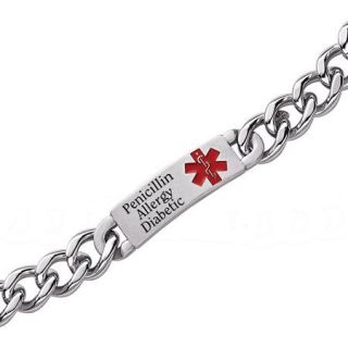 Personalized Stainless Steel Medical ID Bracelet, 9"