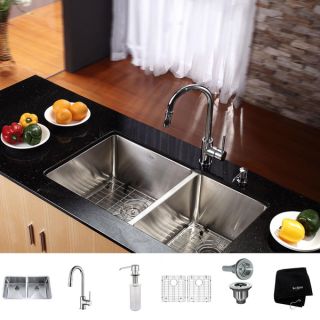 Kraus Kitchen Combo Set Stainless Steel Undermount Sink with Faucet