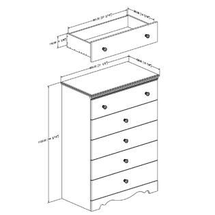 South Shore  Crystal 5 Drawer Chest   Pure White