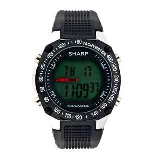 Sharp Mens Calendar Day/Date Chronograph Digital Watch with Black Case