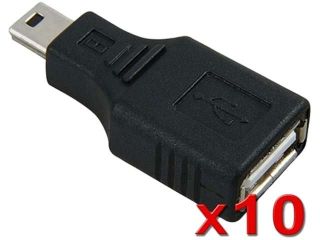 Insten 1182976 10 X USB 2.0 Type A to Mini USB 5 Pin Type B Female / Male Adapter