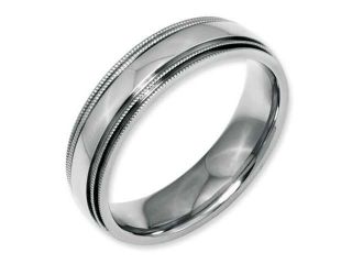 Stainless Steel Grooved And Beaded 6mm Polished Band, Size 6