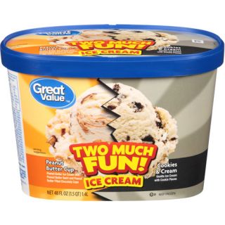 Great Value Too Much Fun Peanut Butter Cup/Cookies & Cream Ice Cream, 48 fl oz