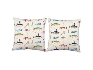 Gone Fishing Throw Pillows 16x16 White Outdoor Cushions