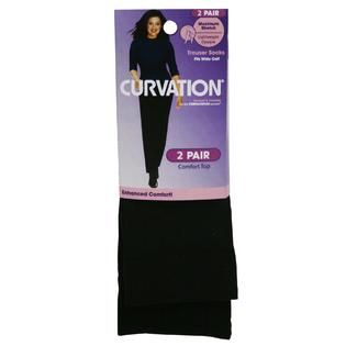 Curvation Womens Plus 2 Pair Stretch Rib Trouser Socks   Clothing