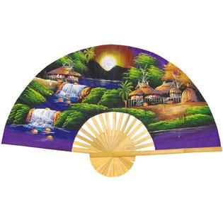 Oriental Furniture  Purple Moon Wall Fan   (Size 40W x 24H)