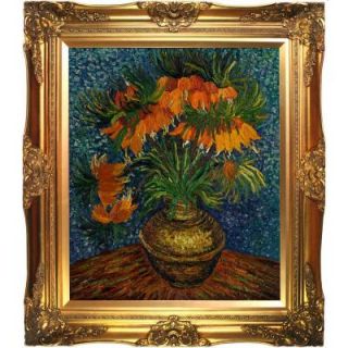 24 in. x 20 in. Crown Imperial Fritillaries in a Copper Vase Hand Painted Framed Oil Painting VG522 FR 6996G20X24