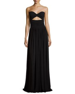 Michael Kors Strapless Ruched Gown, Black
