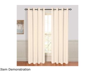 Lavish Home Olivia Jacquard Grommet Curtain Panel   Cream