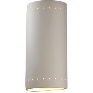 Filament Design Leonidas 2 Light Paintable Ceramic Bisque Really Big Cylinder Open Top and Bottom Sconce with Perfs CLI CER1195 BIS