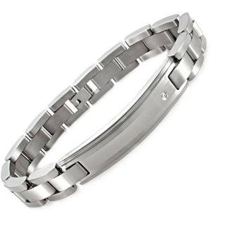 Men's Diamond Accent Titanium ID Bracelet, 8.5"