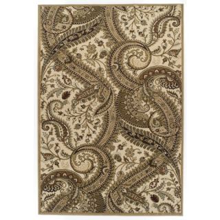 Rubber Back Ivory Paisley Floral Non Skid Area Rug 5 x 66