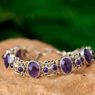 Sterling Silver Perfect Plums Amethyst Tennis Bracelet (India)