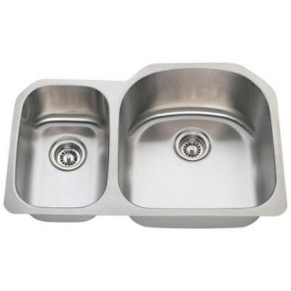 MR Direct Undermount Stainless Steel 31 1/2 in. Double Bowl Kitchen Sink 3121R 16