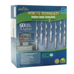 Brite Star 60L LED ICICLE LIGHTS   Ice, PURE WHITE
