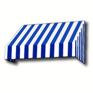 Awntech 64.5 in Wide x 36 in Projection Bright Blue/White Stripe Slope Window/Door Awning