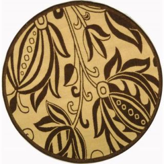 Safavieh Courtyard Natural/Brown 5 ft. 3 in. x 5 ft. 3 in. Round Indoor/Outdoor Area Rug CY2961 3001 5R