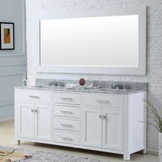 Water Creation Madison Solid White Double Sink Bathroom Vanity