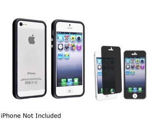 Insten Black Aluminum Button Cover Bumper TPU Case with Privacy Filter for Apple iPhone 5 / 5s 803720