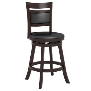 CorLiving Woodgrove Cushion Back 38 Wood Barstool in Espresso and