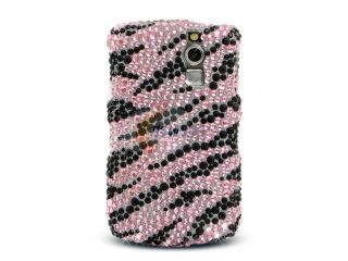 BlackBerry 8330/BlackBerry 8300 Pink with Black Zebra Design Full Diamond Case