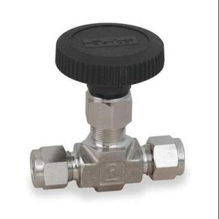 PARKER 6A V6LN SS Needle Valve, Straight, 316 SS, 3/8 In.