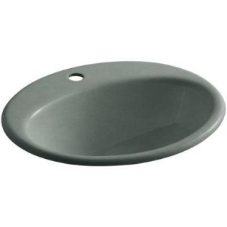 KOHLER Farmington Drop In Cast Iron Bathroom Sink in Basalt with Overflow Drain K 2905 1 FT