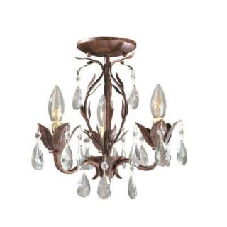 World Imports Bijoux Collection 3 Light Semi Flush Weathered Bronze Convertible Chandelier WI8102362