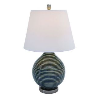 Creek Classics Cream and Blue Metallic Drip Glaze Ceramic Table Lamp