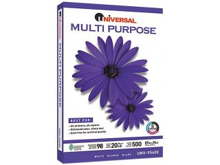 Universal Multipurpose Paper, 98 Brightness, 20lb, 8 1/2x14, Bright White, 5000 Shts/Ctn