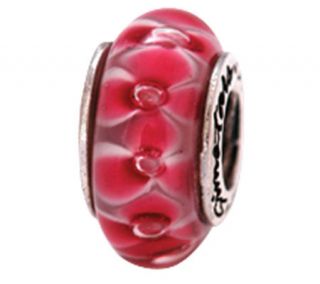Prerogatives Sterling Pink Floral Glass Bead —
