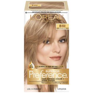 Oreal 8 Natural Medium Blonde Hair Color 1 KT BOX   Beauty   Hair