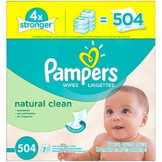Pampers Baby Wipes Natural Clean 7X Refill, 504 Count Baby Wipes